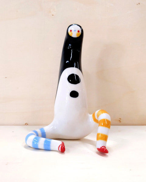 goatPIERROT Ceramic Art Toy [23.001: Largest Longestbirdman with Socks]