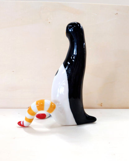 goatPIERROT Ceramic Art Toy [23.001: Largest Longestbirdman with Socks]