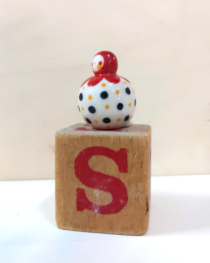 goatPIERROT Ceramic Art Toy [Birbauble BB23.030: Red Flower with Black and Yellow Polka Dots]