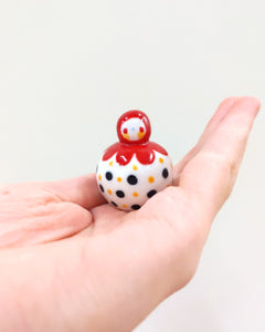 goatPIERROT Ceramic Art Toy [Birbauble BB23.030: Red Flower with Black and Yellow Polka Dots]