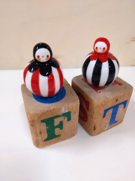 goatPIERROT Ceramic Art Toy Duo [Birbaubles BB23.031 + BB23032: Circus Stripe]
