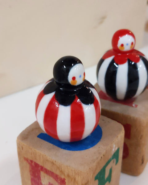 goatPIERROT Ceramic Art Toy Duo [Birbaubles BB23.031 + BB23032: Circus Stripe]