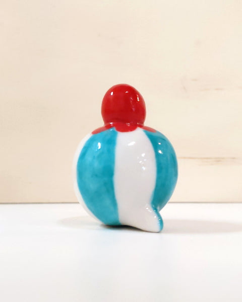 goatPIERROT Ceramic Art Toy [Birbauble BB23.048: Red Flower Teal Stripe]