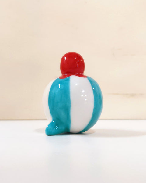 goatPIERROT Ceramic Art Toy [Birbauble BB23.048: Red Flower Teal Stripe]