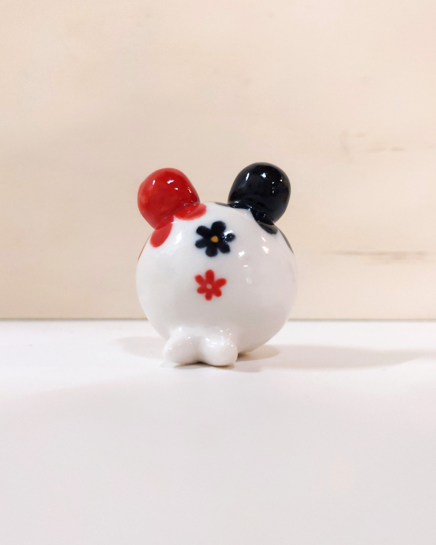 goatPIERROT Ceramic Art Toy [Birbauble BB23.043: Two-Headed Black and Red Flower]