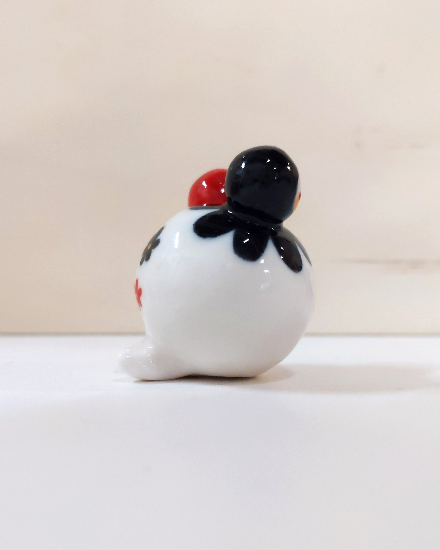 goatPIERROT Ceramic Art Toy [Birbauble BB23.043: Two-Headed Black and Red Flower]