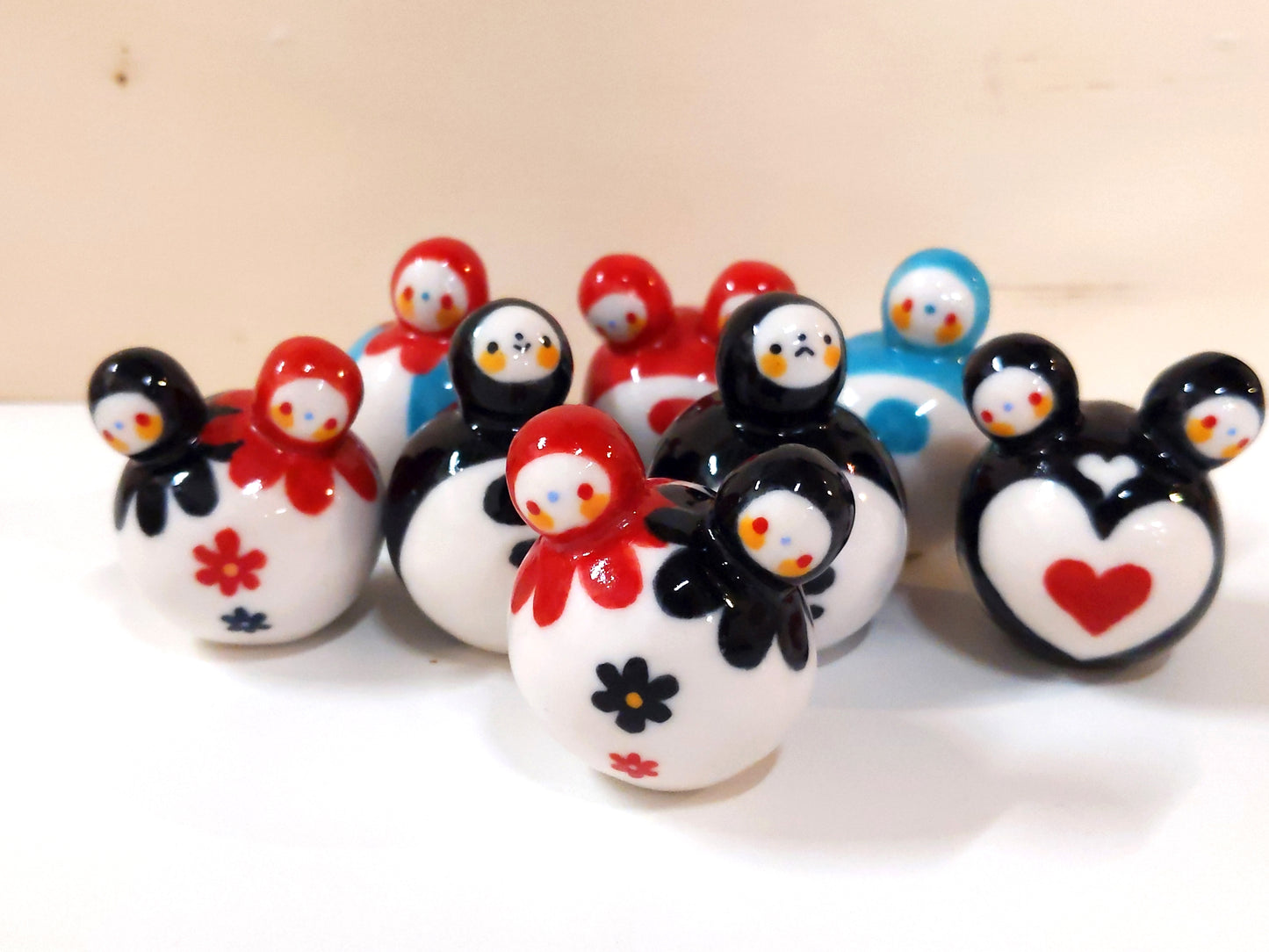 goatPIERROT Ceramic Art Toy [Birbauble BB23.042: Two-Headed Red and Black Flower]