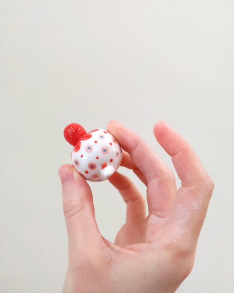 goatPIERROT Ceramic Art Toy [Birbauble BB23.051: Pink Flower Polka Dot]