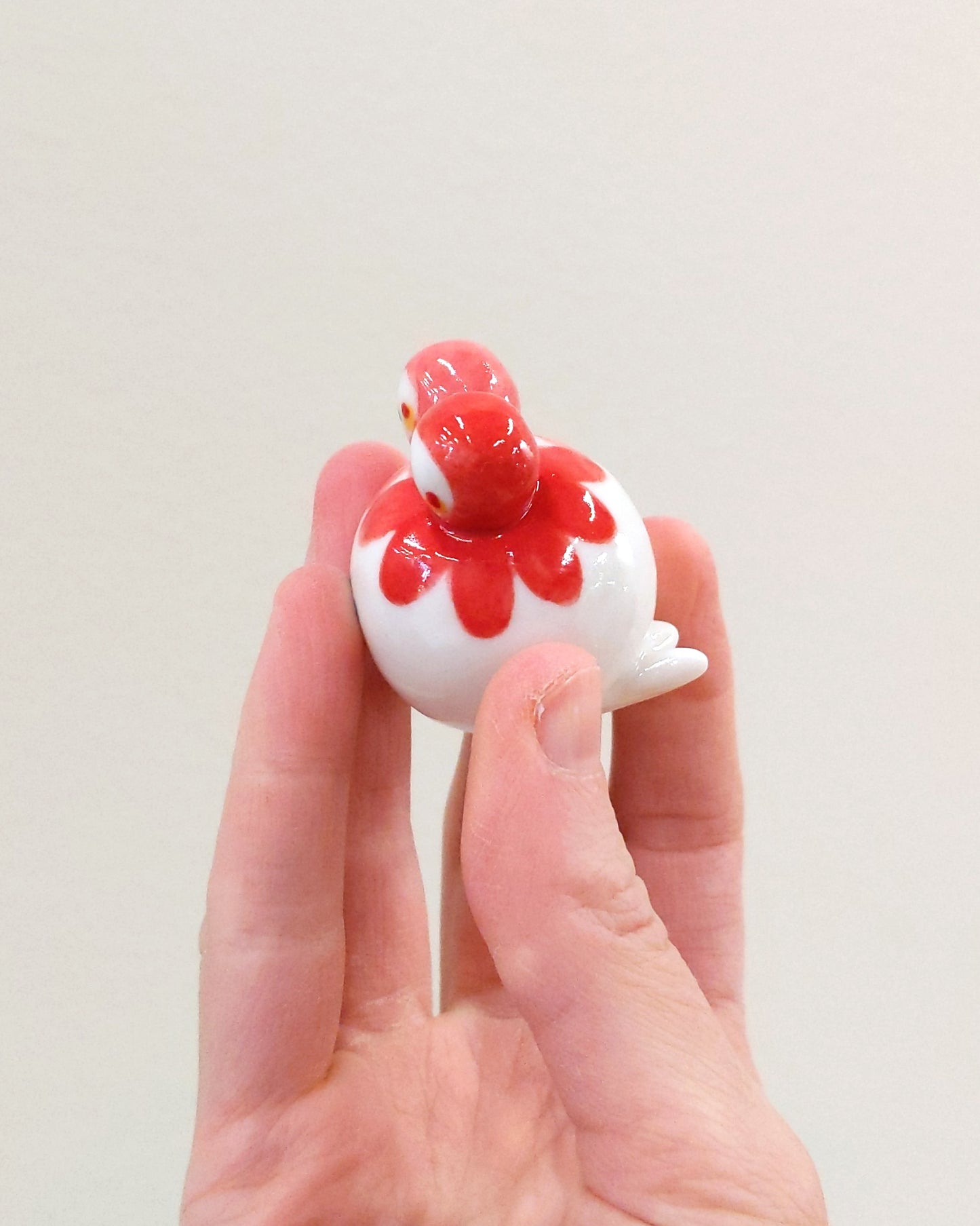 goatPIERROT Ceramic Art Toy [Birbauble BB23.049: Two-Headed Pink Flower]