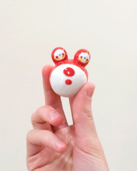 goatPIERROT Ceramic Art Toy [Birbauble BB23.057: Two-Headed Classic in Clouded Grapefruit]