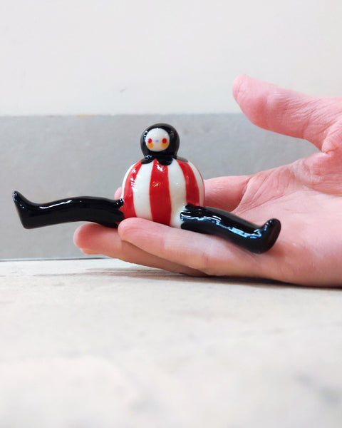 goatPIERROT Ceramic Art Toy [Tinybirdman 23.003: Circus Stripe, Large]