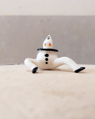 goatPIERROT Ceramic Art Toy [Tinybirdman 23.024: Pierrot with Black Trimmed Ruff]