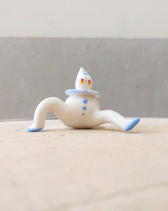 goatPIERROT Ceramic Art Toy [Tinybirdman 23.027: Blue Pierrot with Trimmed Ruff]
