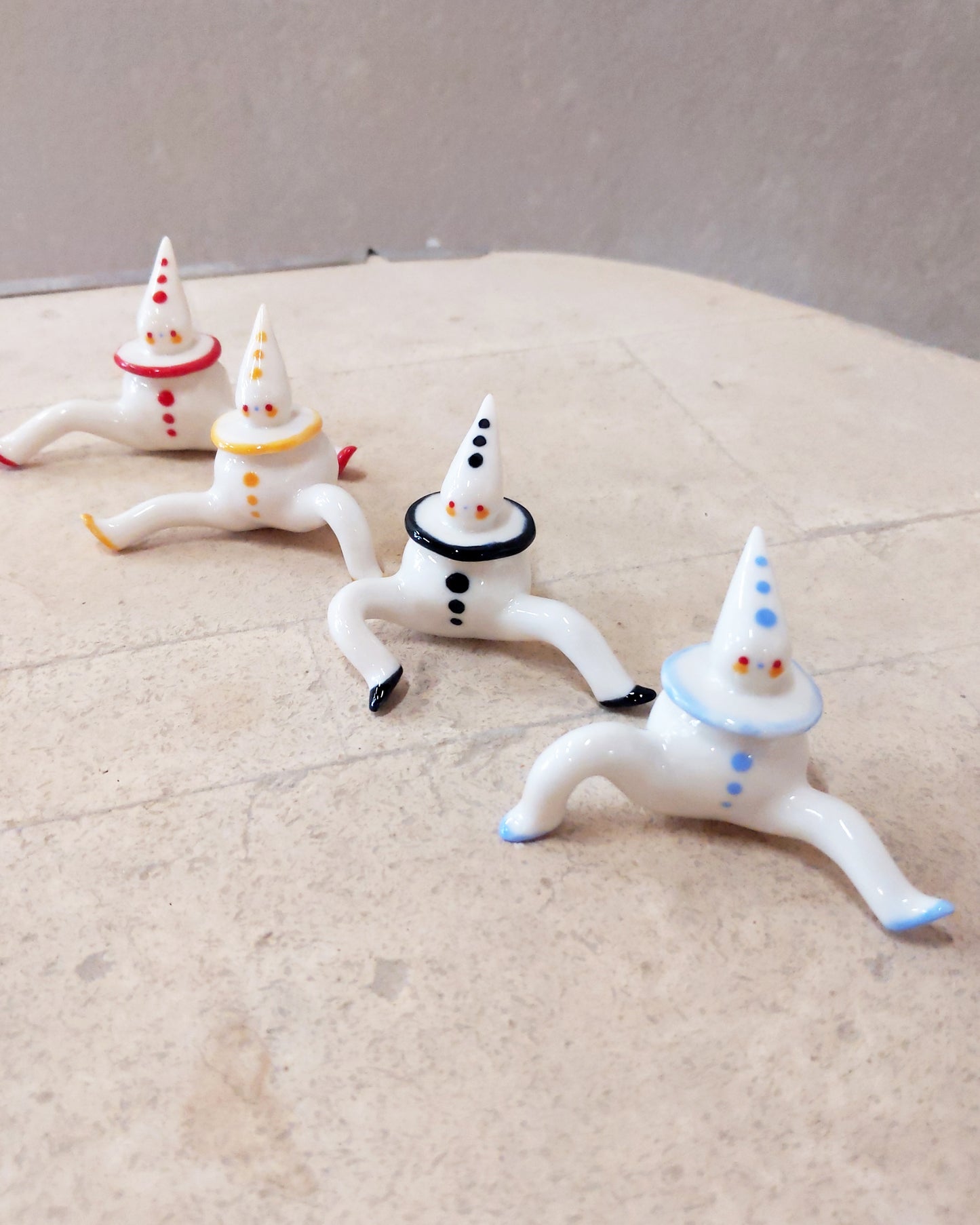 goatPIERROT Ceramic Art Toy [Tinybirdman 23.025: Yellow Pierrot with Trimmed Ruff]