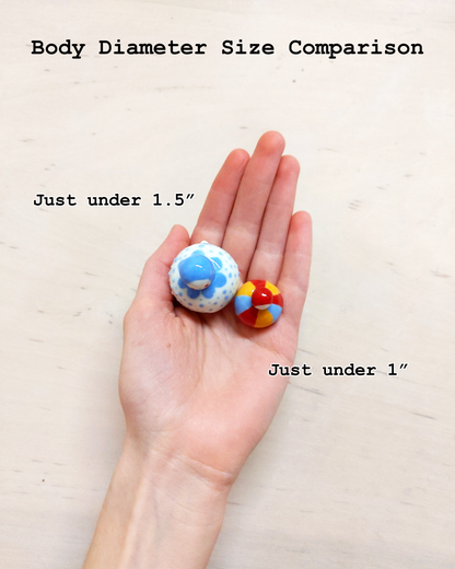 goatPIERROT Ceramic Art Toy [Birbauble BB23.027: Speckled Blue Flower with Yellow Heart Butt Experiment]