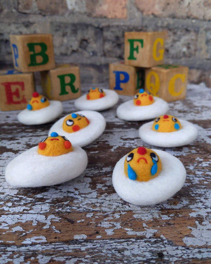 Egg Clown Brooch #9 [Needle felted, handmade, wearable fiber art]
