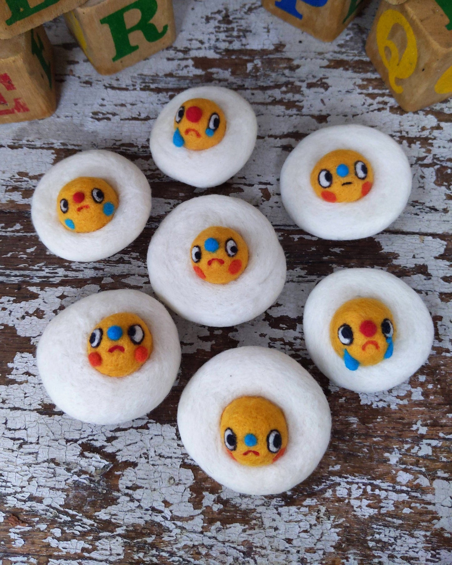 Egg Clown Brooch #9 [Needle felted, handmade, wearable fiber art]