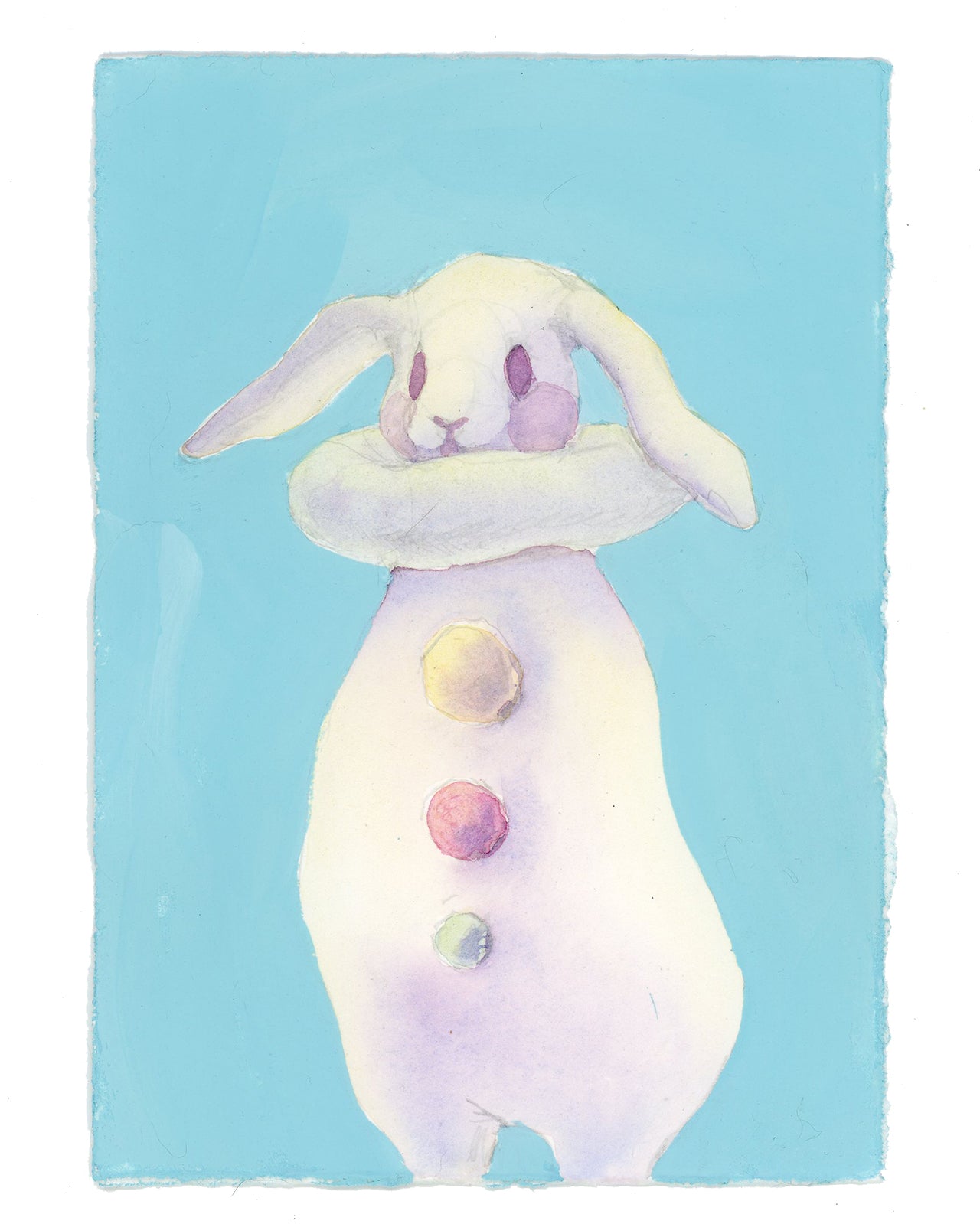 Watercolor #11: "Bunny Pierrot #8"  [5 x 7 inches] Watercolor and Gouache on BFK Rives Paper]