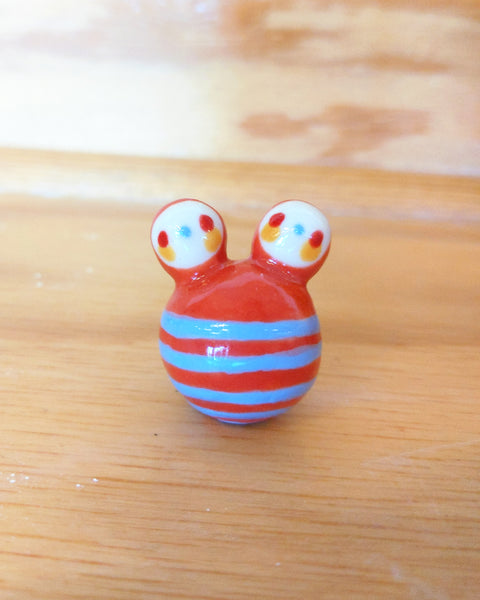 Birbauble Ceramic Art Toy [BB22.005 Second: Grapefruit and Sky Blue Stripe]
