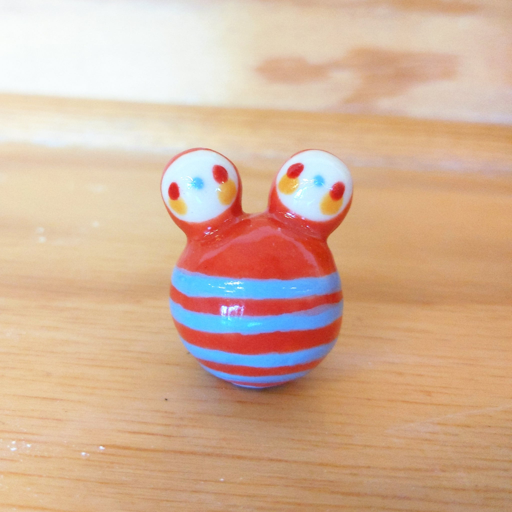 Birbauble Ceramic Art Toy [BB22.005 Second: Grapefruit and Sky Blue Stripe]