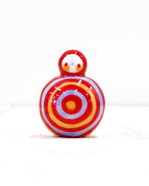 Birbauble Ceramic Art Toy [BB23.020: Gum Stripe Hypnotic, 1.25" Body Diameter]