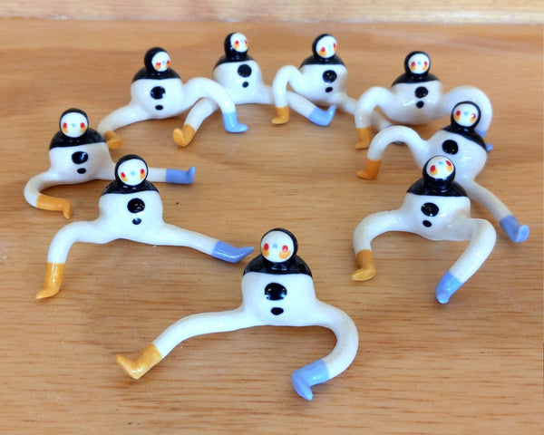 Tinybirdman Ceramic Art Toy [22.033->22.041: Body Diameter slightly under 1 inch, Batch of Nine]