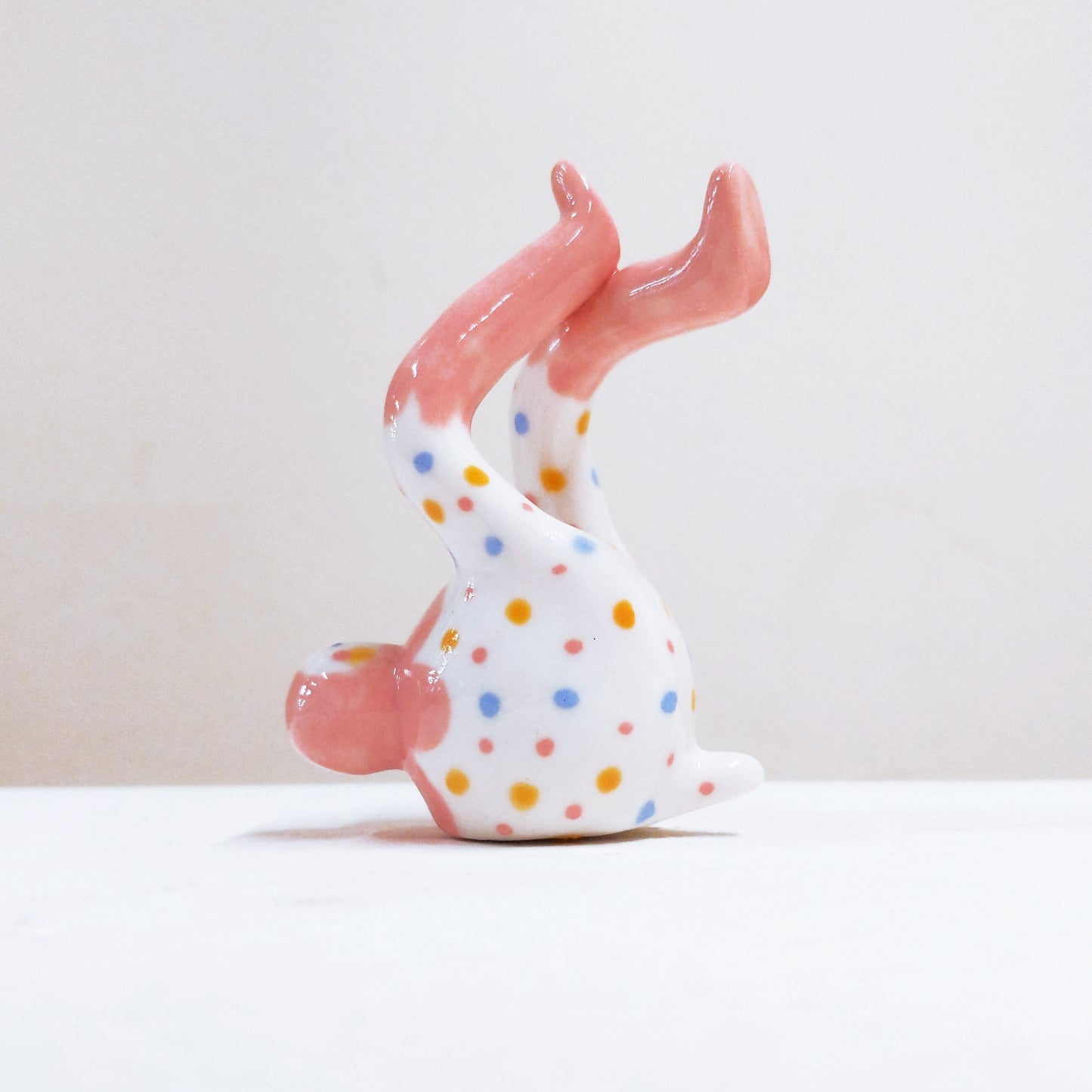 Tinybirdman Ceramic Art Toy [22.087: Pink Flower Polka Dot SECOND]