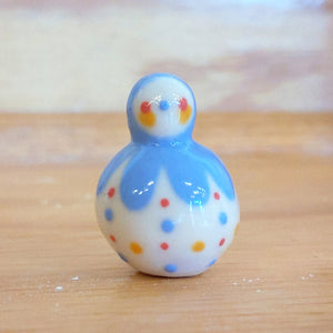 Birbauble Ceramic Art Toy Duo [BB22.004 Blue Flower Primary Polka with Pink Heart Butt]