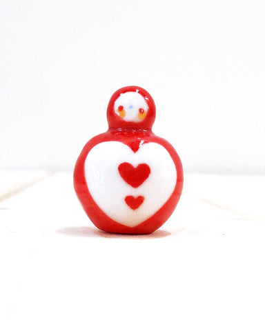 Birbauble Ceramic Art Toy [BB23.014: Red Classic in Love, 1.25" Body Diameter]