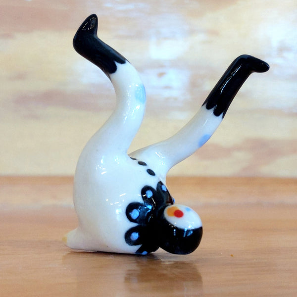 Tinybirdman Ceramic Art Toy [22.017: Black Lace, Body Diameter just under 1 inch]