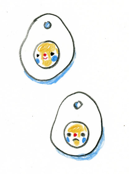 Ceramic Egg Clown Charms