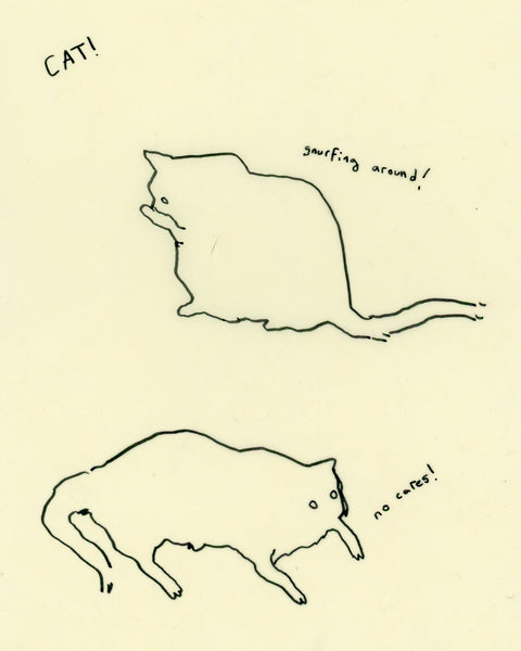 Drawing #57: "Cats! Snurfing Around!" [Beeswaxed Midori A5 paper]