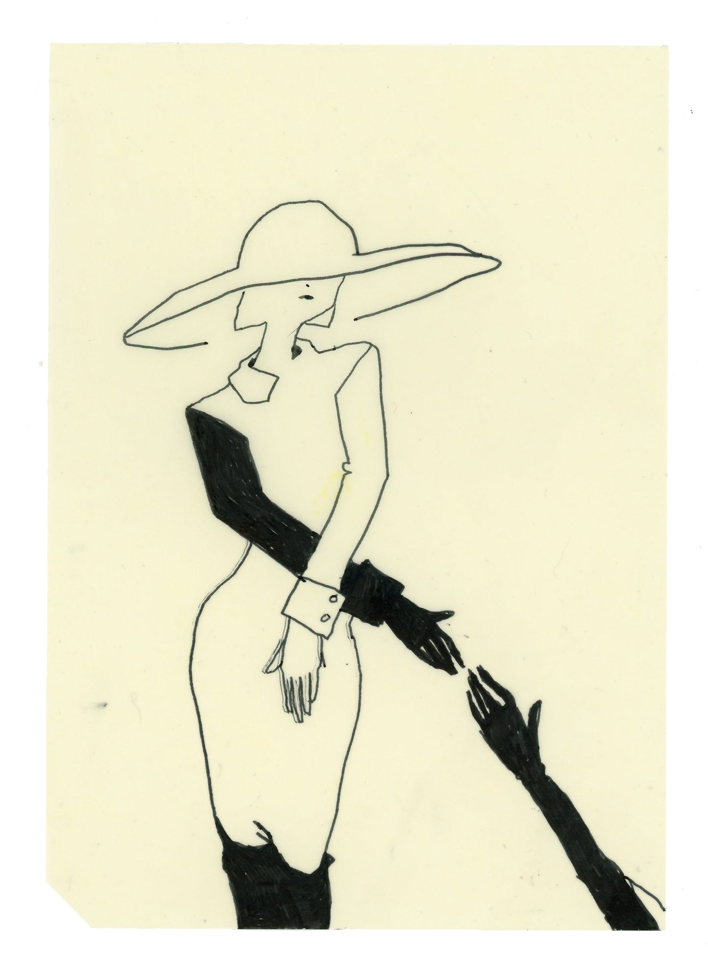 Drawing #58: "The Lady, Here Early" [Beeswaxed Midori A5 paper]