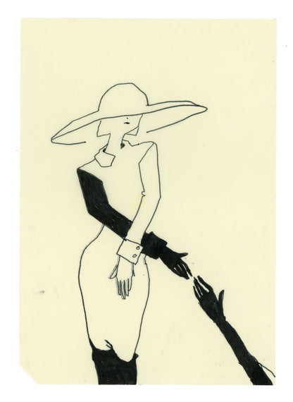 Drawing #58: "The Lady, Here Early" [Beeswaxed Midori A5 paper]