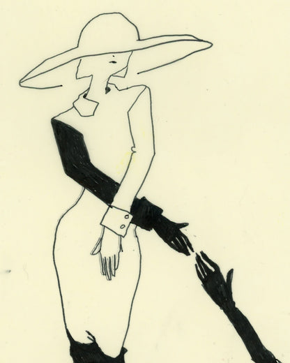 Drawing #58: "The Lady, Here Early" [Beeswaxed Midori A5 paper]