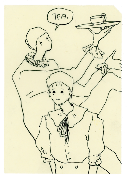 Drawing #36: "Tea Butler" [Beeswaxed Midori A5 paper]
