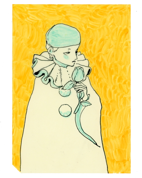 Drawing #89: "Anri Pierrot Figurine Study #1" [Beeswaxed Midori A5 paper]