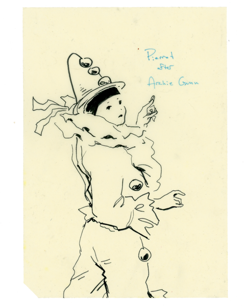 Drawing #108: "Pierrot Study After Archie Gunn" [Beeswaxed Midori A5 paper]