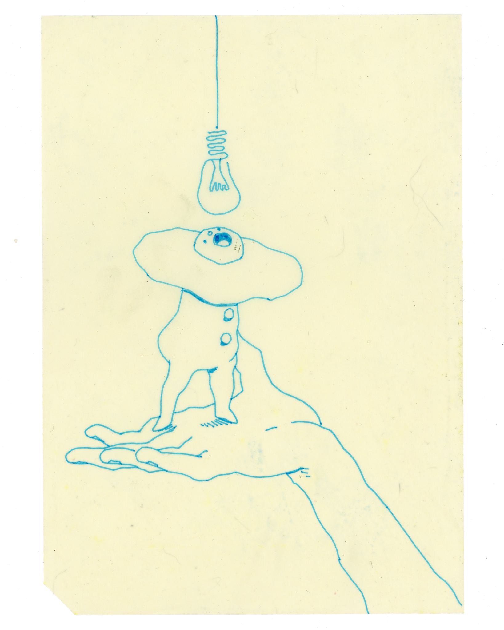 Drawing #109: "Egg Boy Screaming at Electric Light No.4" [Beeswaxed Midori A5 paper]