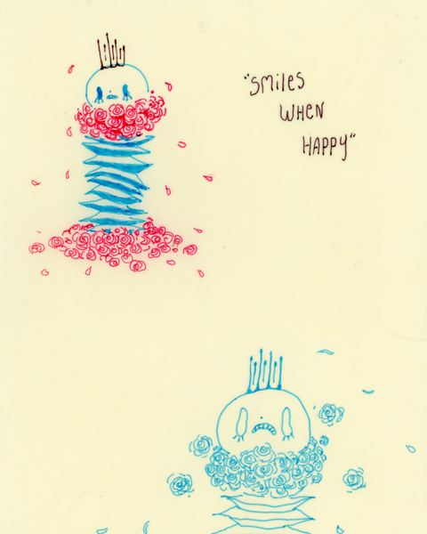 Drawing #113: "Smiles When Happy No.1" [Beeswaxed Midori A5 paper]