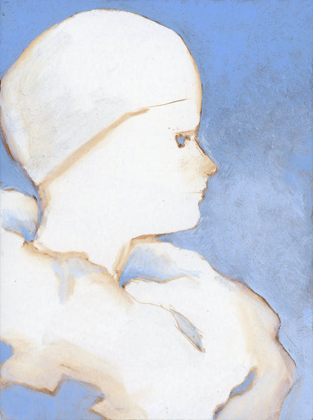 Painting #5: "Pierrot With Eye Full of Sky" 6 x 8 inches, Oil on 3/4" Cradled Birch Panel