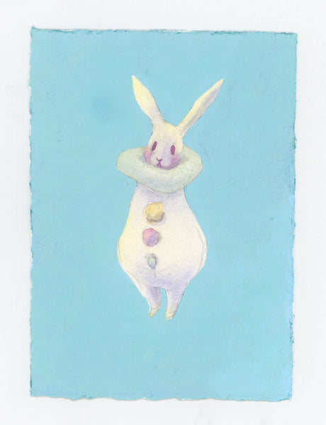 Watercolor #13: "Bunny Pierrot #9"  [5 x 7 inches, Watercolor and Gouache on BFK Rives Paper]