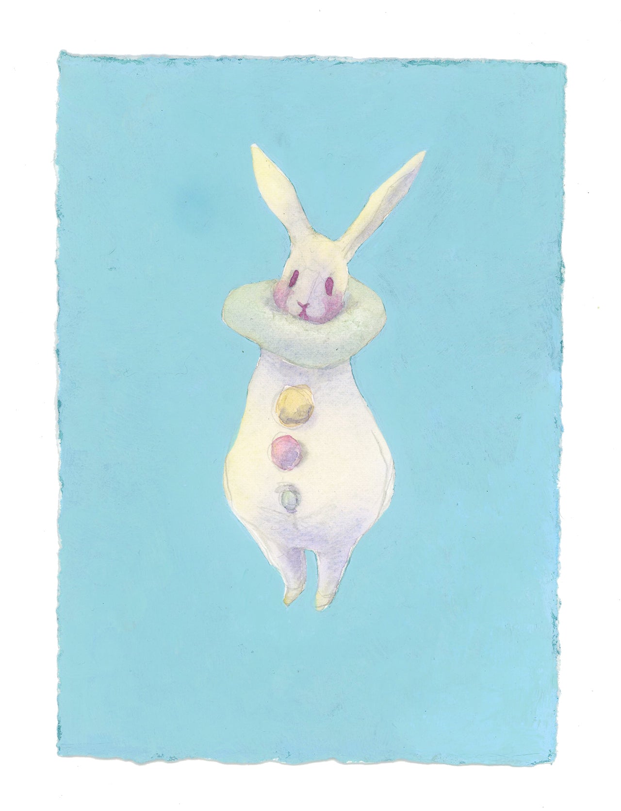 Watercolor #13: "Bunny Pierrot #9"  [5 x 7 inches, Watercolor and Gouache on BFK Rives Paper]