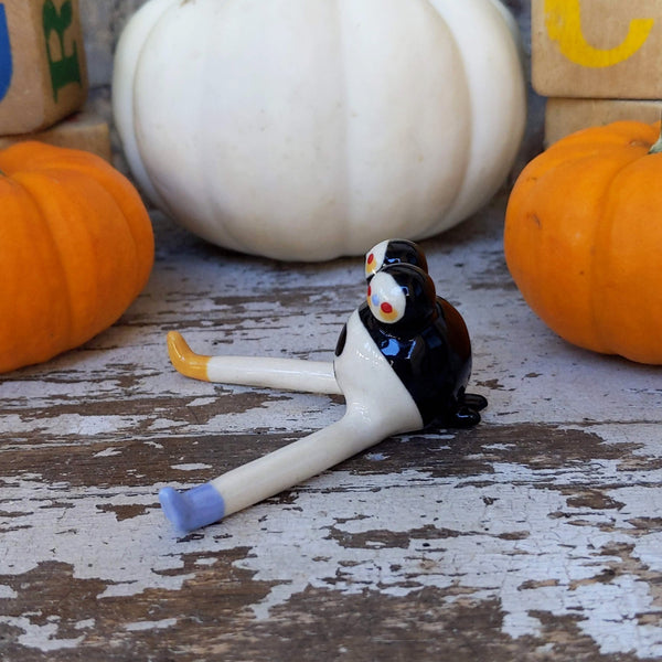Tinybirdman Ceramic Art Toy [Two-Headed, V Sitting Pose]