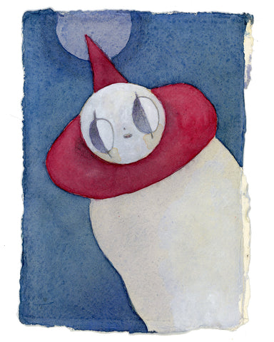 Watercolor #16: "Holsomclown, Backlit" Handmade A5 Watercolor Paper with Deckled Edges